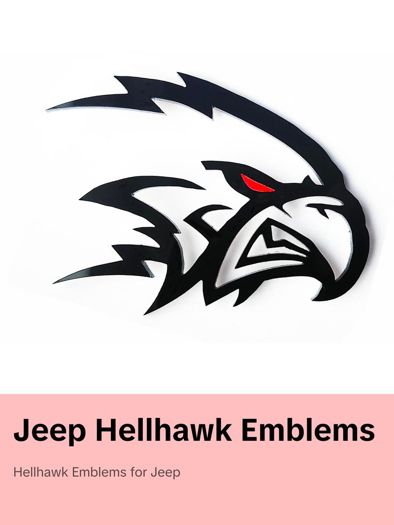2x Hawk Bird Hellhawk Redeye Emblem Logo for Grand Cherokee  Jeep Trackhawk SRT