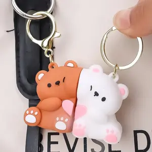 Couple Magnetic Bear Keychain-Cute Couple Keychain Gift for Him Her Boyfriend Girlfriend or Best Friend on Valentines Anniversary Wedding Birthday Thanksgiving Christmas