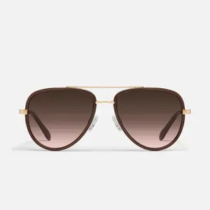 QUAY - ALL IN MEDIUM Aviator Sunglasses Frames Trendy Casual Acetate with Standard Metal Arms & Adjustable Silicone Nose Pads