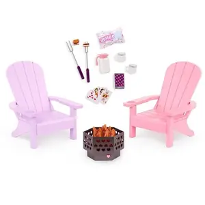 Our Generation Adirondack Chairs Outdoor Furniture Dollhouse Accessory Set for