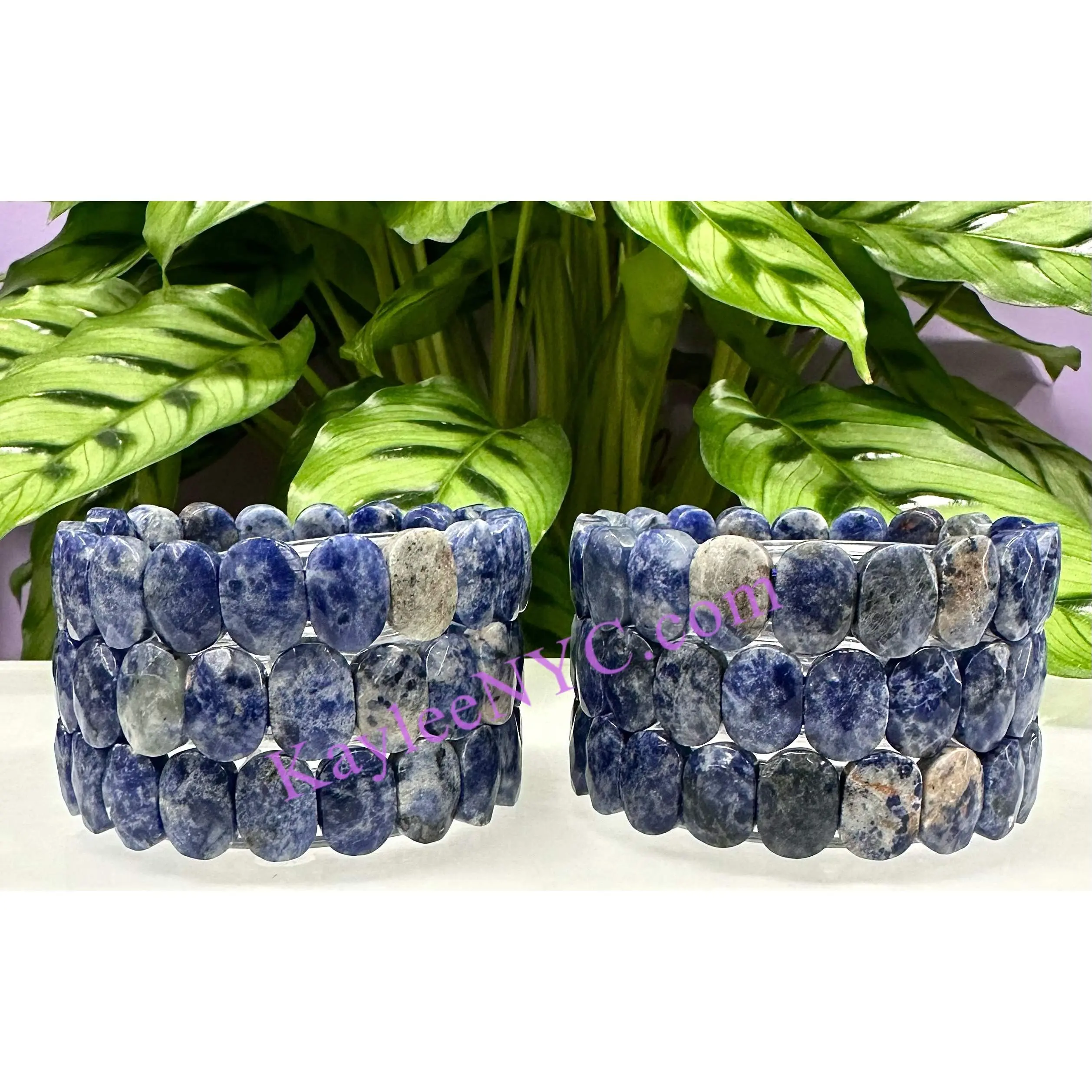 6 Pcs 15mm Natural Sodalite Faceted Stretch Bracelet 7.5” Crystal Healing Energy