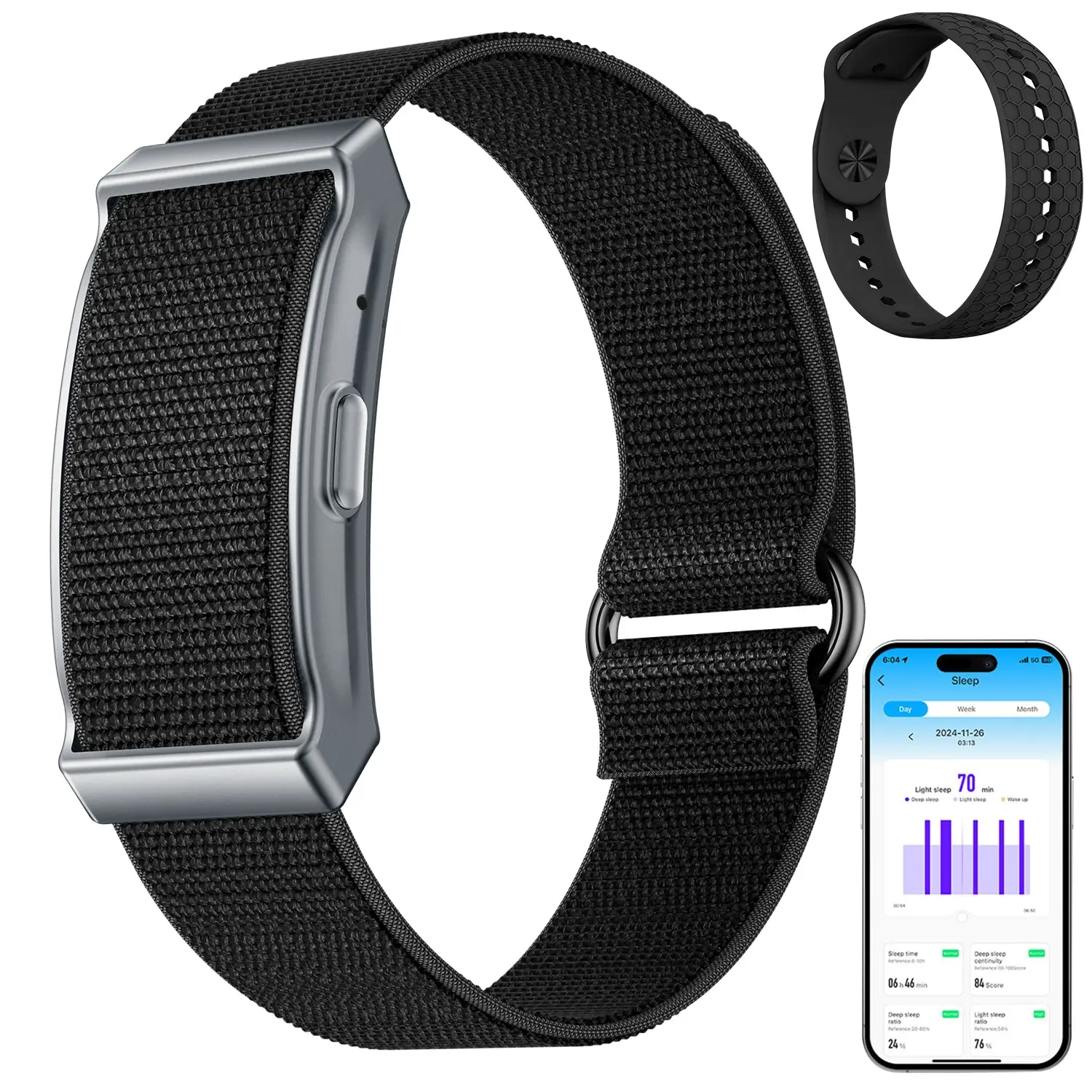 Smart Bracelet, Smart Wearable Devices, Wearable Fitness Trackers, 24H Sleep Tracker, All-Day Continuous Heart Rate Blood Pressure Stress HRV Monitor, 170+ Sport Modes Digital Smart Wristband with 1 Band, Free APP