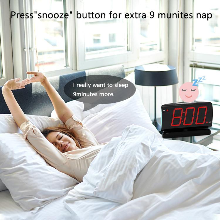 MANY Jombo 1.8-Inch LED Digital Clock with 90° Rotation - Red Display Screen, Adjustable Angle, Modern Desk Alarm Clock