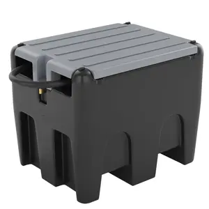 Garvee 48 Gallon Portable Fuel Transfer Tank with 12V Electric Pump, 10GPM Flow, 13Ft Hose & Auto Nozzle for Diesel & Gasoline - Ideal for Trucks, Tractors, Boats, and Generators - Black