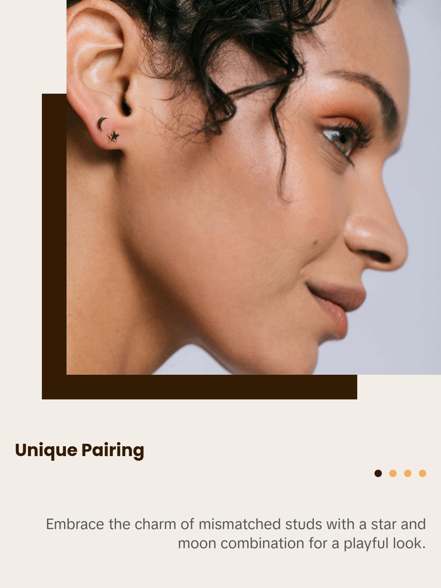 Star and Moon Stud Earrings