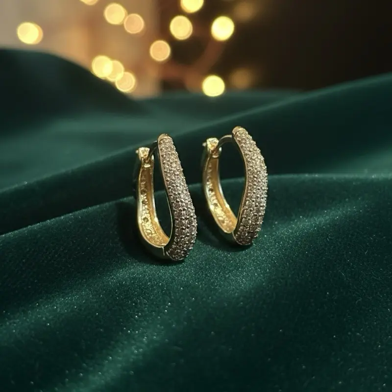 Elegant Gold-Tone Padlock Earrings with Cubic Zirconia Accents for Women's Fashion Jewelry