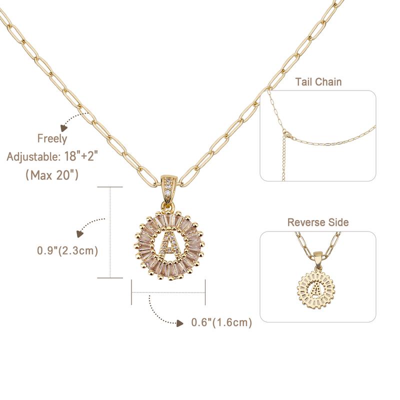 MEIITRUE Initial Letter Pendant Necklaces for Women, 14K Gold Plated Zirconia Birthstone Alphabet Necklace, 2 Chains & 1 Pendant Jewelry Set