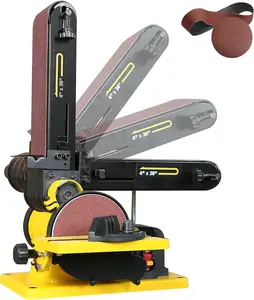 Woodskil 4.3A Belt Sander, 4 x 36 in. Belt & 6 in. Disc Sander, Double Dust Exhaust Port, Steel Base, 2Pcs Sandpapers Included, BD4602