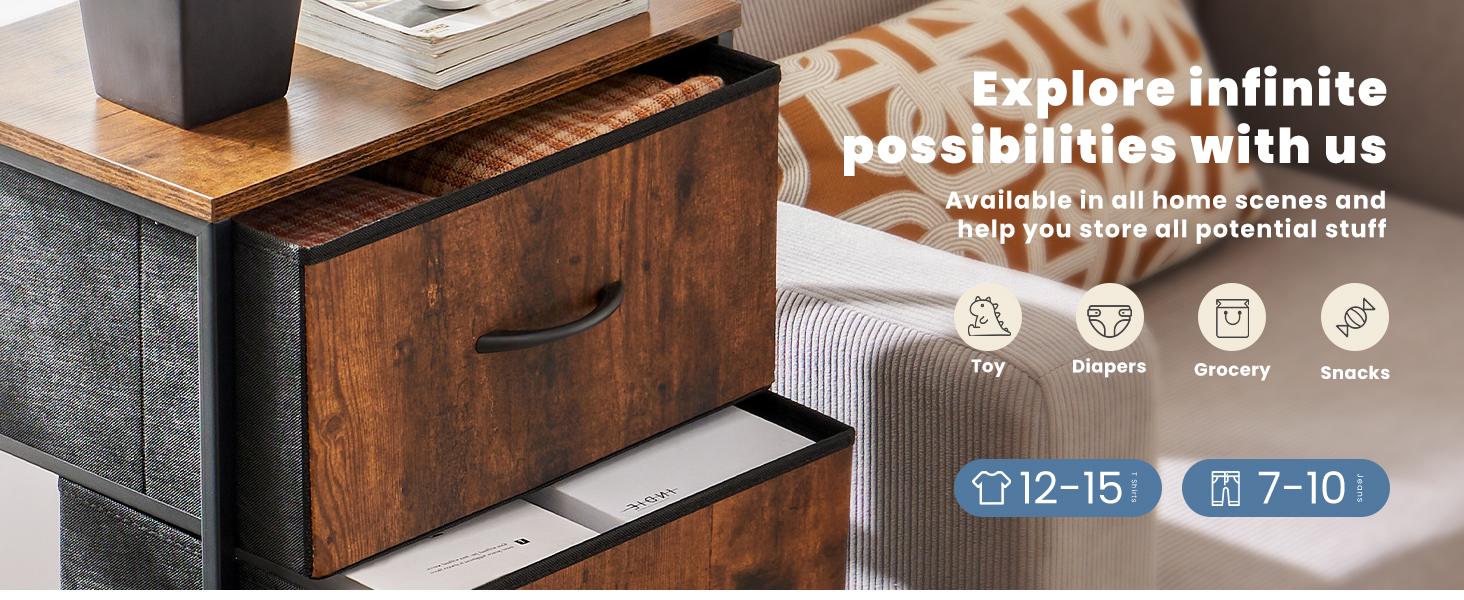 Dresser for Bedroom, Storage Drawers, Skinny Fabric Storage Tower with 4 Drawers, Tower Organizer Unit, Chest of Drawers with Wooden Dresser for Bedroom, Storage Drawers, Skinny Fabric Storage Tower with 4 Drawers, Tower Organizer Unit, Chest of Drawers with Wooden