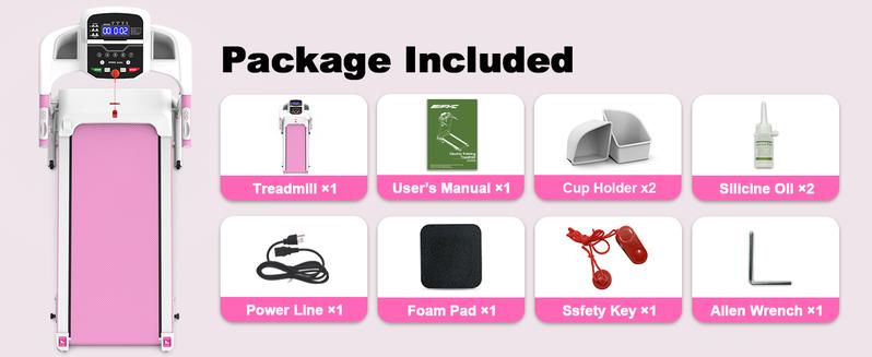 LIVIVOX  7.5 MPH  Foldable Walkable walking Treadmill with Handle，Remote Control ，Wheels for Easy Moving，265lbs Weight Capacity  Outdoorfun Home Gym Fitness Equipment Workout  Calories， Ideal for home/office,apartment ,incline pink treadmill