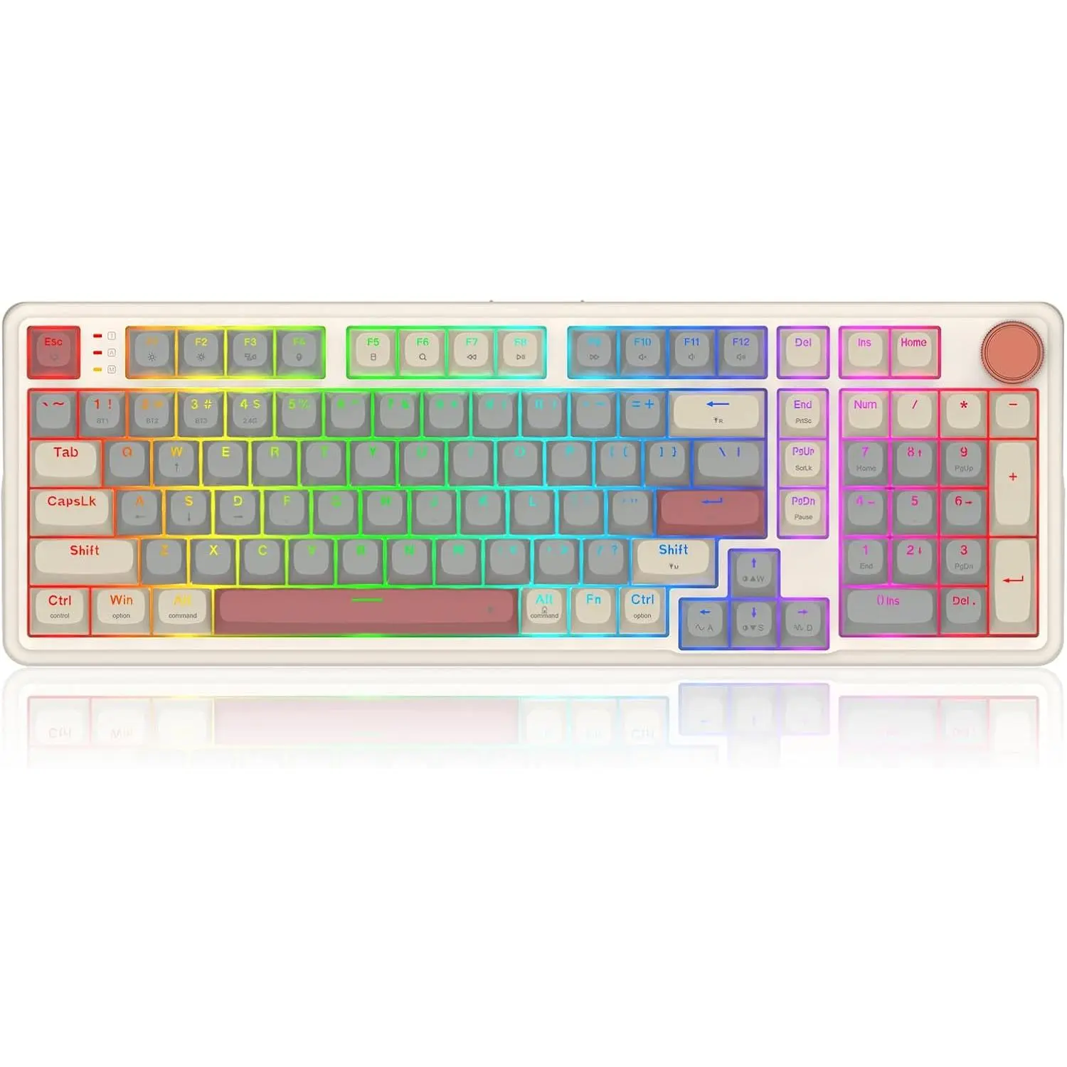Redragon K768 PRO 100 Keys Wireless Gasket RGB Gaming Keyboard, Massive 8000 mAh PBT Mechanical Keyboard w/Hot-Swap Socket, Dedicated Knob Control & 5-Layer Noise Dampening, Custom Yolk Linear Switch,back to school,back to school haul