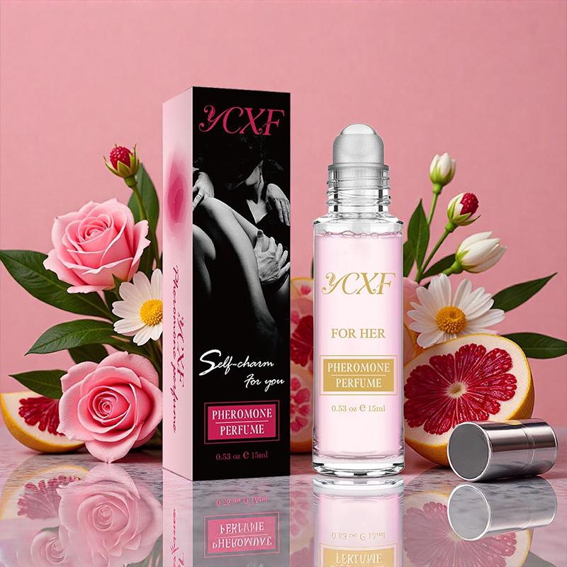 YCXF-3pcs Female Pheromone Perume -FreshTrendsScent,Alcohol-Free,Long-Lasting 0.34 0zRollerballDesign, Pink And Gold Design, ldeal Valentine's DayOrBirthday Gift pheromone perfume oil enhanced scentscent pheromone