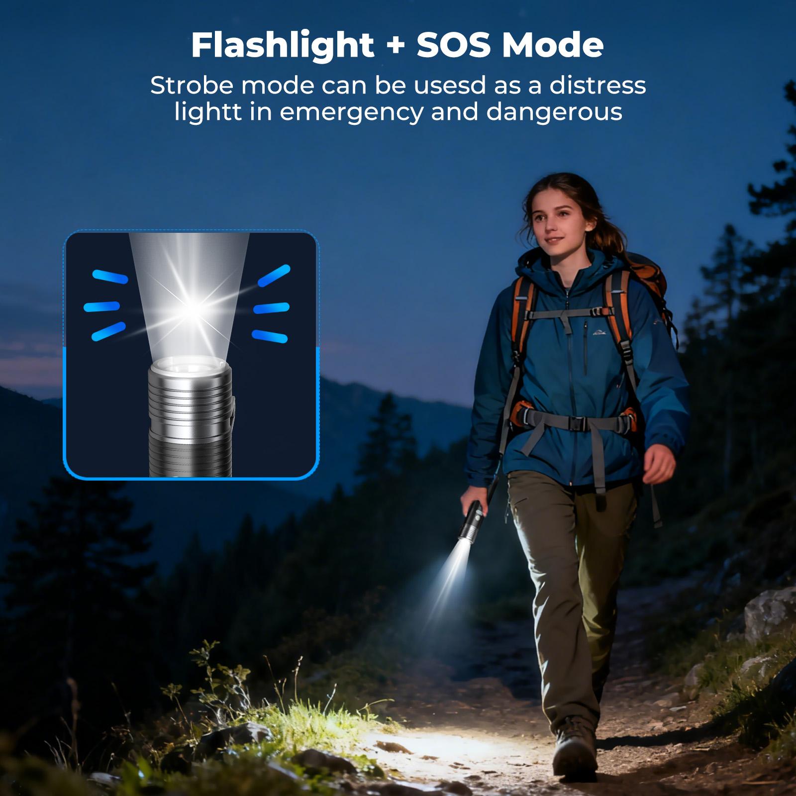 AsFrost Flashlight Mini Camping Lights, 180° Magnetic LED Flip with Tripod, Power Bank, Dual Color Modes, Waterproof, 8-Light Mode, 4500mAh Rechargeable Hiking Flashlight for Camping, Desk, or Emergency Use, Gift for Men Women Outdoor Enthusiasts