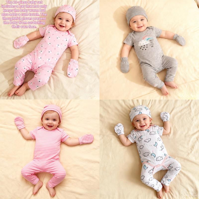 JY.COZY FOR BABY Baby Girl Boy Clothes Onesie Set 20 Pack 100% Organic Cotton 5 Bodysuits 5 Pants 5 Hats 5 Gloves Hypoallergenic Breathable Stretchy OEKO-TEX Certified for All Seasons Playdate Christening Photo Shoot JY.COZY FOR BABY Baby Girl Boy Clothes Onesie Set 20 Pack 100% Organic Cotton 5 Bodysuits 5 Pants 5 Hats 5 Gloves Hypoallergenic Breathable Stretchy OEKO-TEX Certified for All Seasons Playdate Christening Photo Shoot