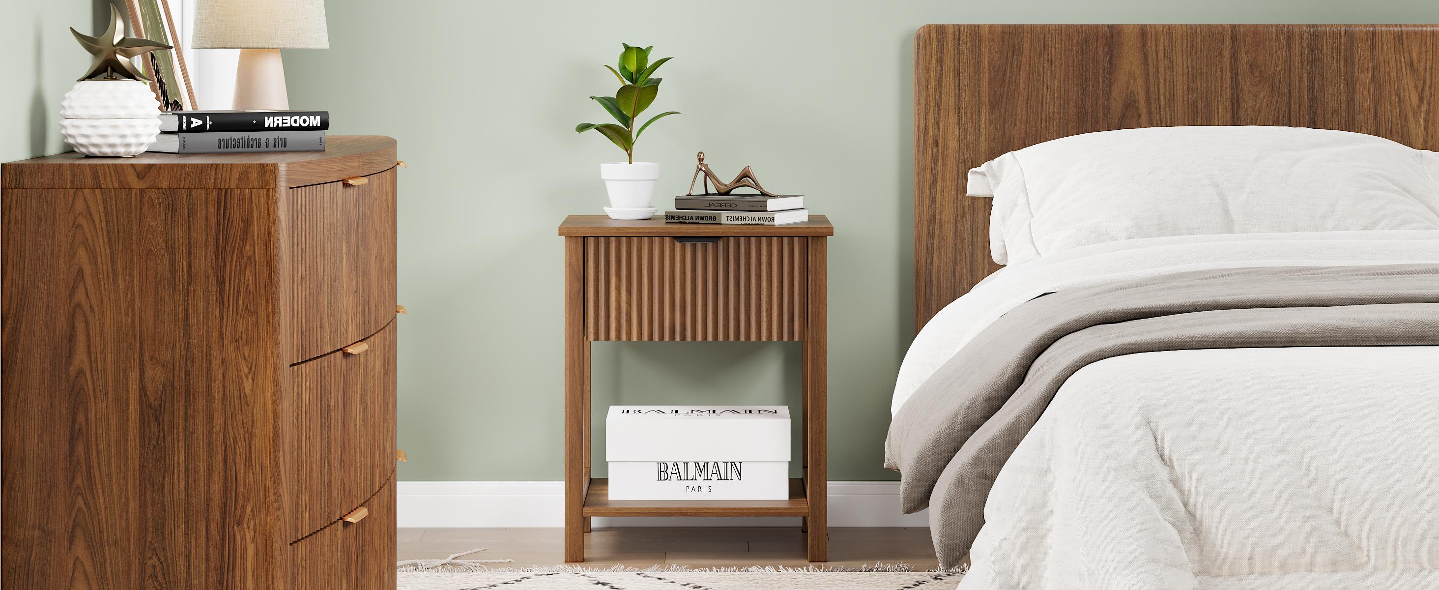 Giratree 2 Pcs Nightstand, Side Table with Drawer Modern End Table with Storage Accent Bedside Farmhouse Tables Accent Table for Living Room, Bedroom and Small Space