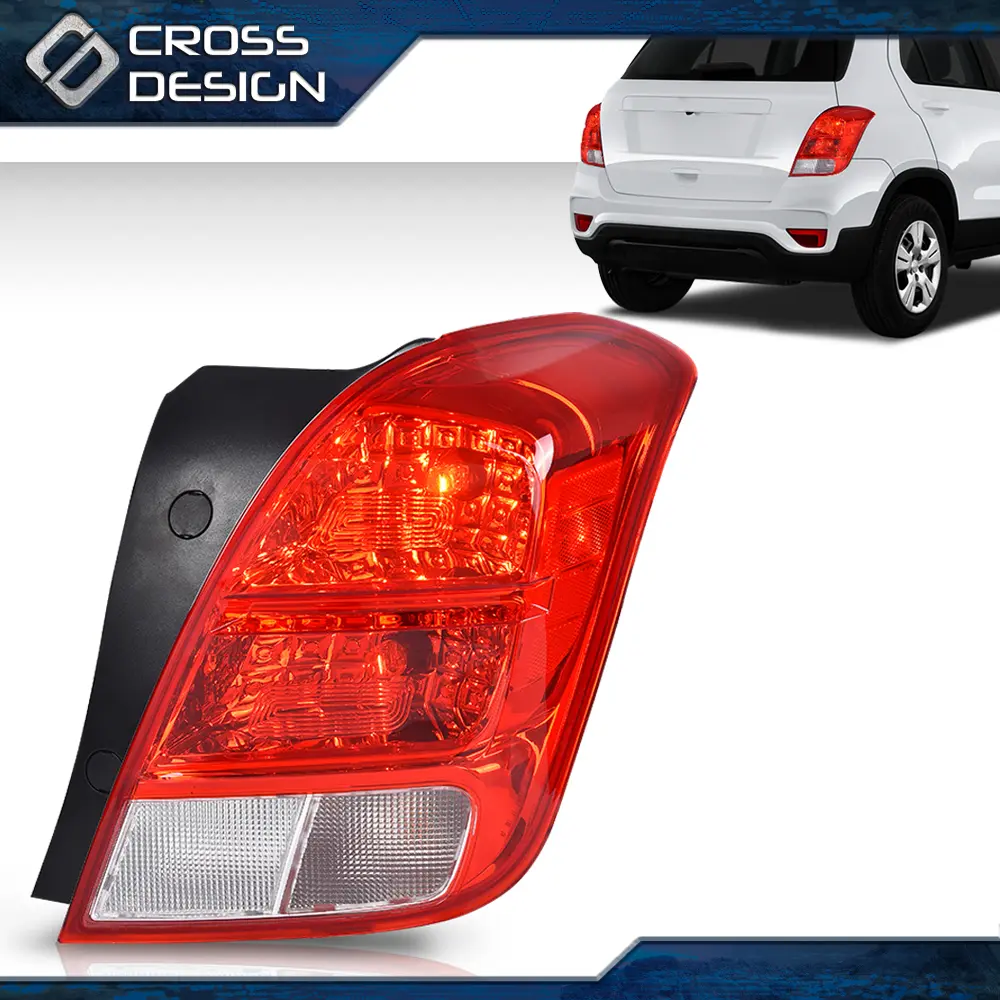 CROSSDESIGN Shock-Resistant Red Polycarbonate Halogen Tail Light Brake Lamp - Chrome Housing, Passenger Side For 4-Door 2013-2019 Chevy Trax LS, Car Lighting, Direct Pricing, Workmanship & Defects Checked, No Installation Guide Included, 2013-2016 Trax 4-