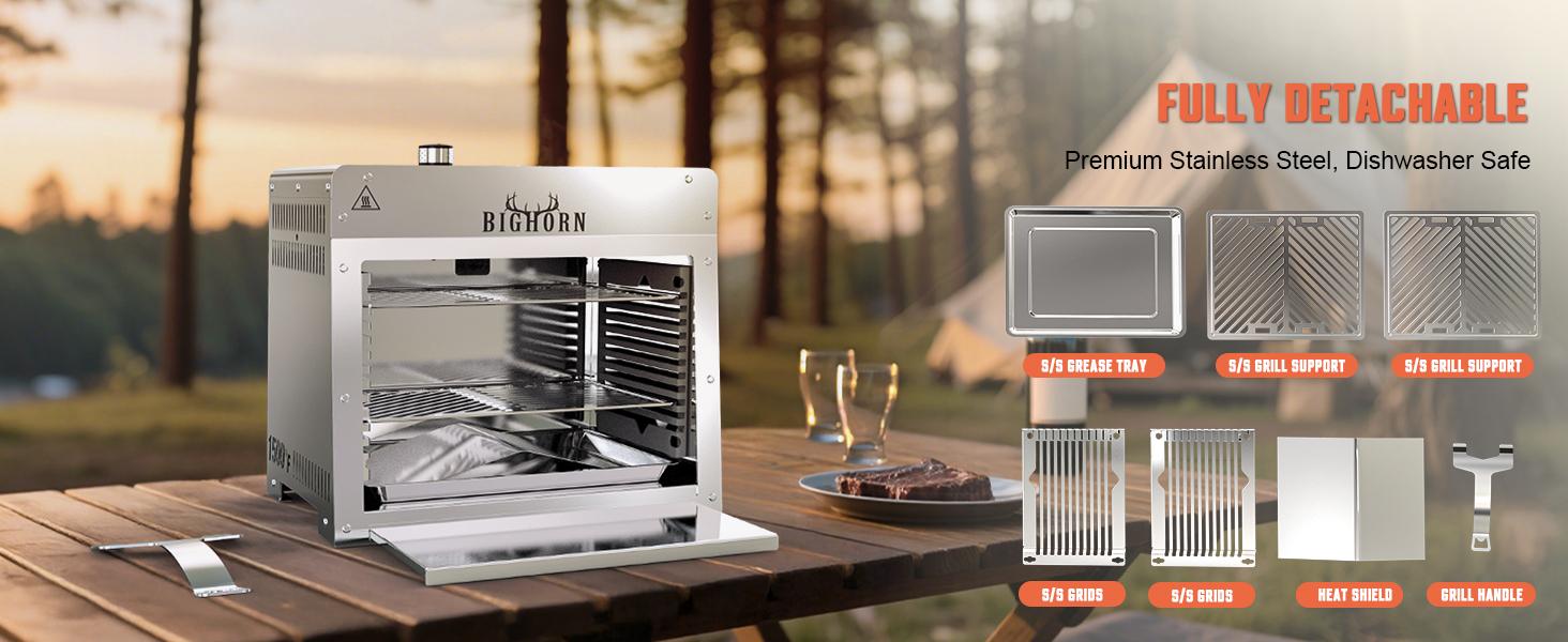 INSTA-SEAR 1500°F Infrared Gas Grill (Pizza Stone NOT INCLUDED), 5 Mins Steak Cooker, Dishwashersafe Stainless Steel Outdoor Grill