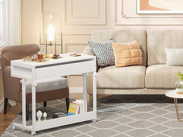 Tribesigns Small Mobile Rolling Standing Desk - Overbed Table, Teacher Podium with Wheels, Adjustable Work Table, Rolling Desk Laptop Computer Cart for Home, Office, Classroom, Space-Saving  Adjustable Tables & Desks