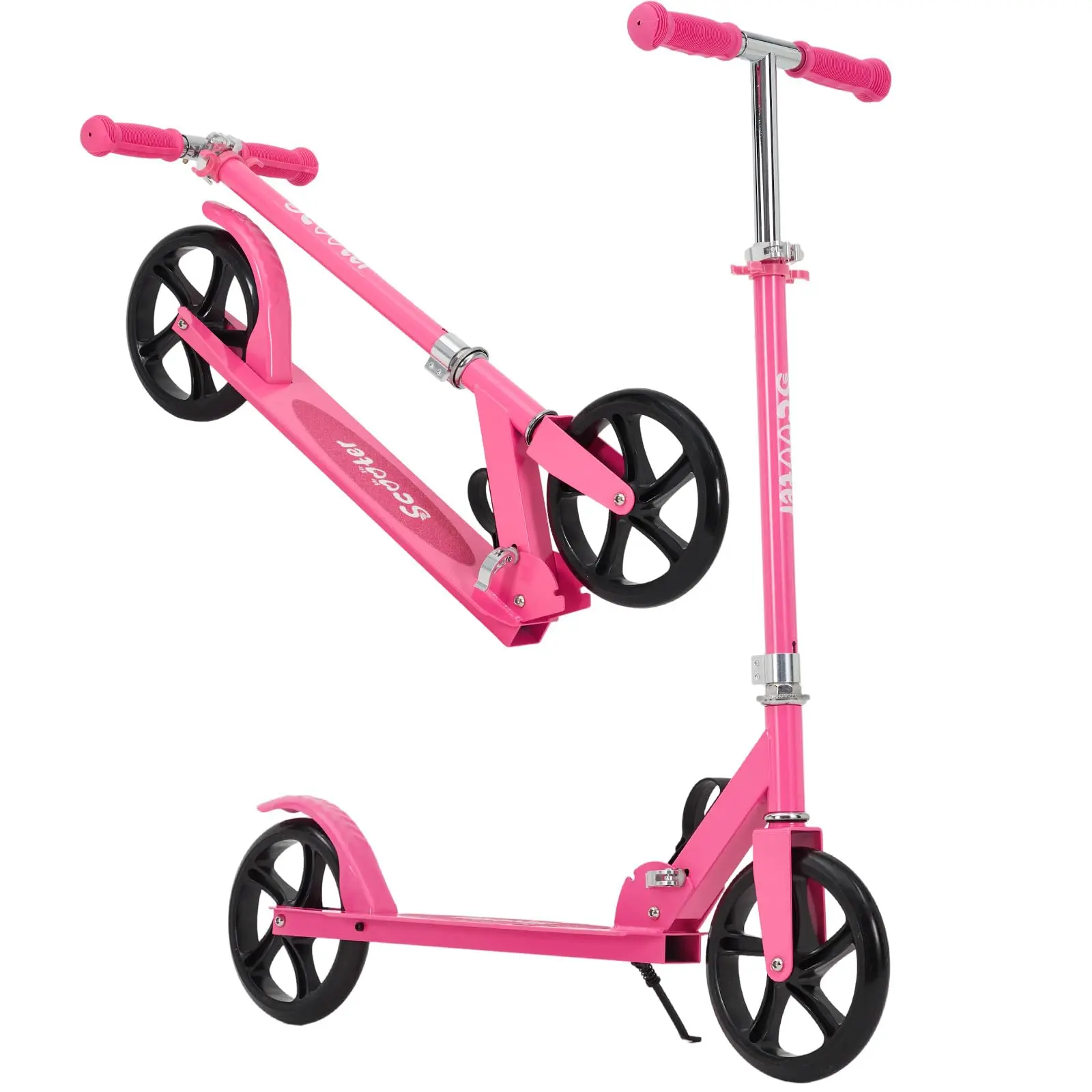 Kick Scooter for Ages 6+, Foldable 8IN Big Wheels Lightweight Scooter, 3 Adjustable Height Levels, Aluminum Alloy Frame, 220lbs Load Capacity, ABEC-7 Bearings Non-Slip Deck Portable Kick Scooter for Kids Teens Adults Commute Outdoor