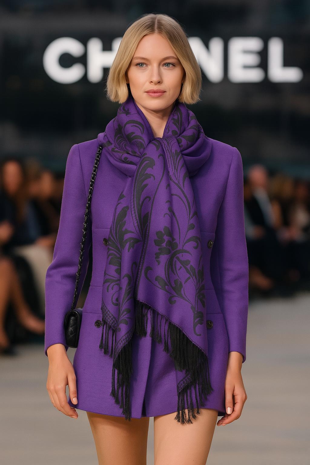 Women's Reversible Floral Boho Scarf - Oversized Shawl with Fringe Details Lightweight Soft Fabric Intricate Floral Design Classic Fringed Hem Elegant Layering Accessory