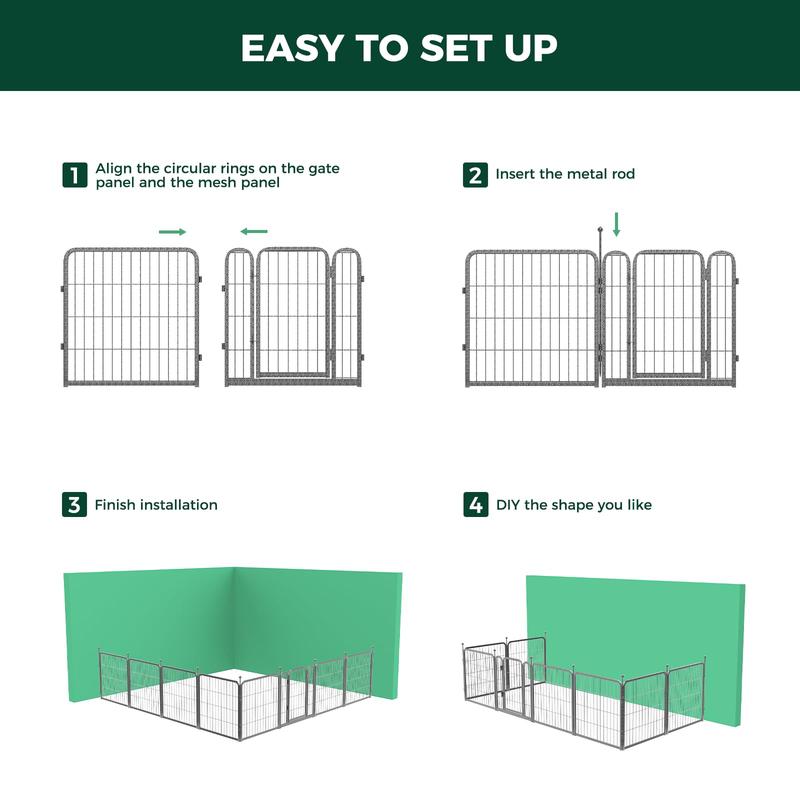 FXW Aster Dog Playpen Designed for Yard, 24"/32"/40 Height, 8/16 Panels