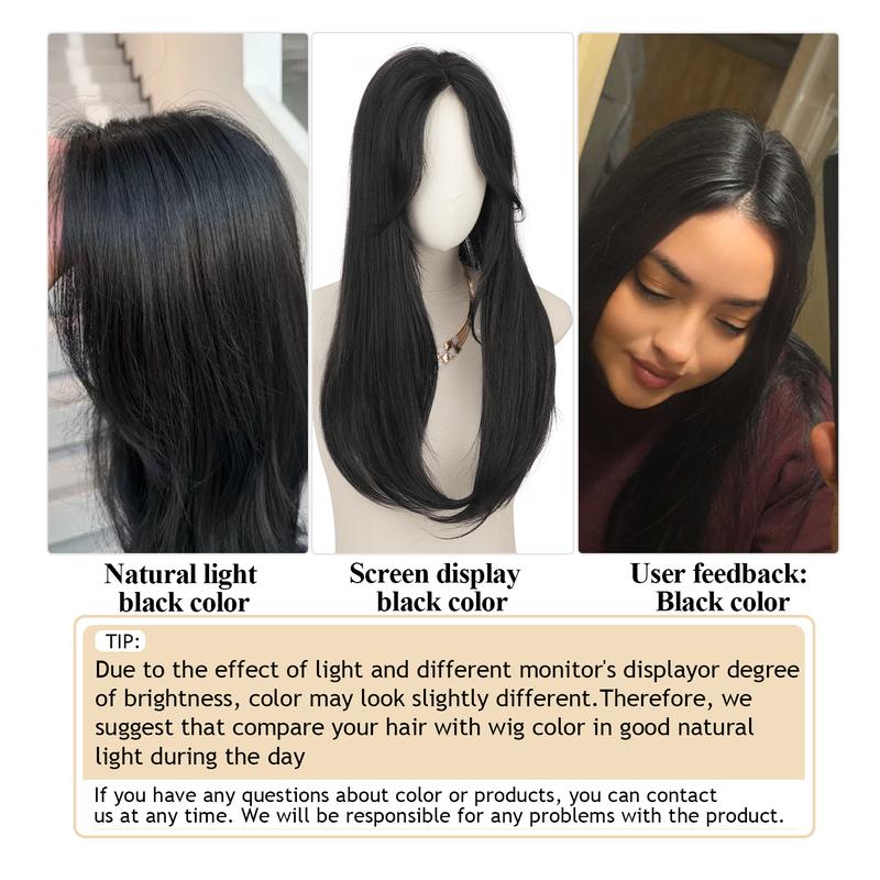 ONLYCUTE Hair Topper 22 inch Slightly Layered Synthetic Extensions No Wig Cap Required Large Piece Natural Invisible Add Volume Length for Women