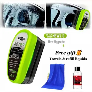 2.0 Upgrade Car Windshield Oil Film Cleaner Set - Glass Cleaning Brush & Wipe Cloth Tool Kit