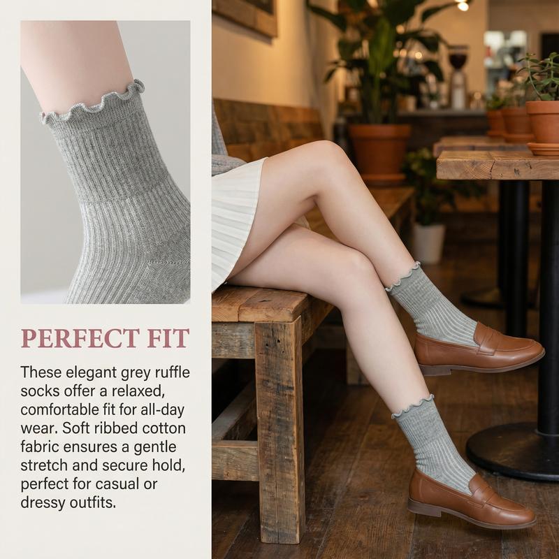 Ruffle Ankle Socks  Lettuce Edge Crew Socks（gift）