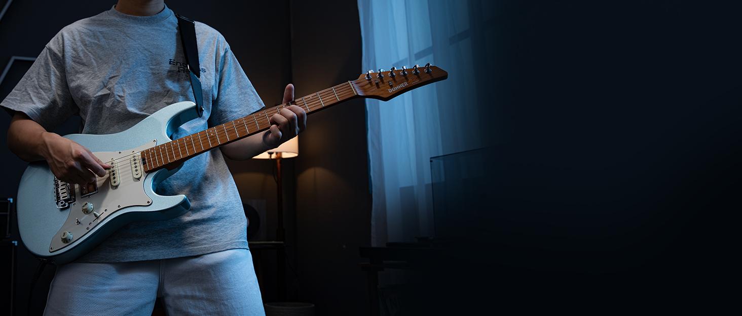 Donner DST-550 39 Inch Electric Guitar, Solid Double-cut Poplar Body Electric Guitar for Intermediate & Pro Players, 7 Tone-switching Options & Tremolo Bridge, Bonus Bag Donner DST-550 39 Inch Electric Guitar, Solid Double-cut Poplar Body Electric Guitar for Intermediate & Pro Players, 7 Tone-switching Options & Tremolo Bridge, Bonus Bag