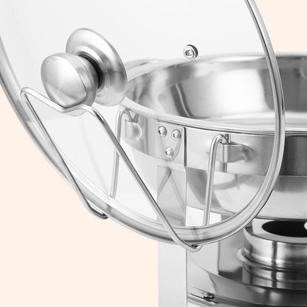 GARVEE 5QT Stainless Steel Round Chafing Dish Buffet Set 2 Pack with Lid Holder & Glass Lid, Perfect for Weddings, Parties, Camping, Dinner; Available in Elegant Silver & Gold Finishes