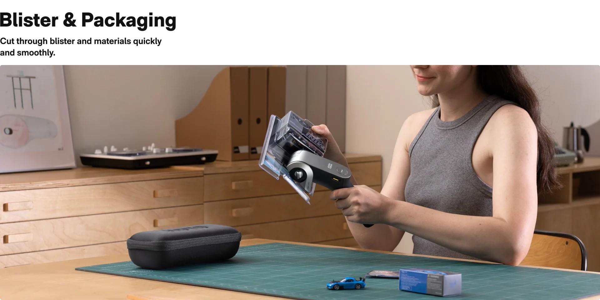 HOTO wireless EdgeFlow Cordless Electric Scissors with built-in sharpening stone, Titanium Blade & LED Display, Rechargeable Cardboard Box Cutter, Self-Sharpening & Tool-Free Easy-Swap, Safety Lock, for Cardboard, Fabric, Carpet, Leather