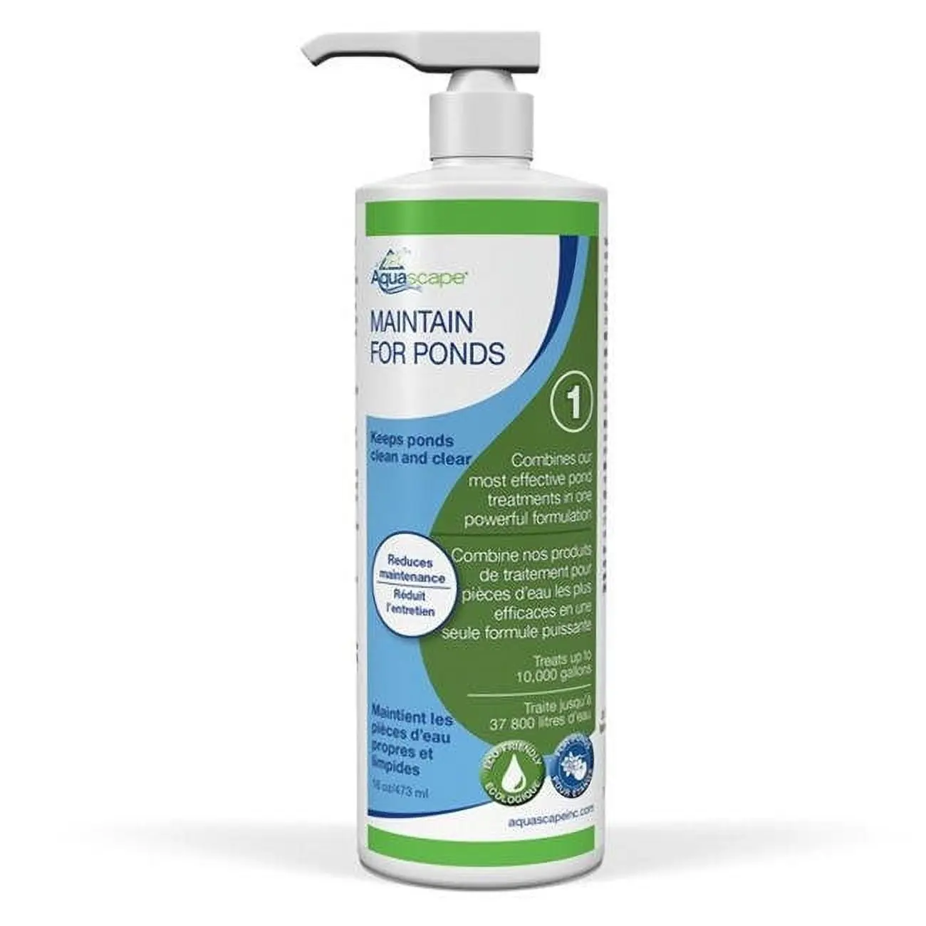 Aquascape 96058 Pond Maintenance Solution, 16 oz - Bacteria Blend, Fish-Safe, Easy Pump Top, Clears Cloudiness, Measures Accurately, Powerful, Measure Accurately