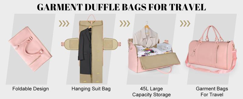 Garment Travel Duffle Bag Large 2-in-1 Convertible Carry-on Luggage for Men & Women with Hanging Suits Dresses & Clothes Shoe Compartment Weekender Tote Combo Duffel Brown Leatherette