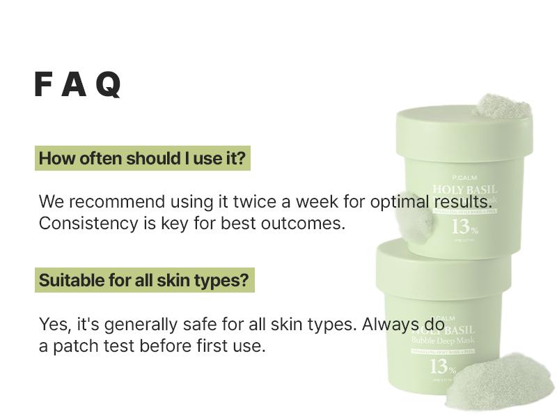 [P.CALM Official] Holy Basil Bubble Deep Mask 13% – Skin Detox Recipe K-Beauty Clay Bubble Mask with Sparkling Holy Basil & PHA, Gently Detoxifies Pores and Removes Blackheads, Korean Wash-Off Pack for Clearer Skin, 90g