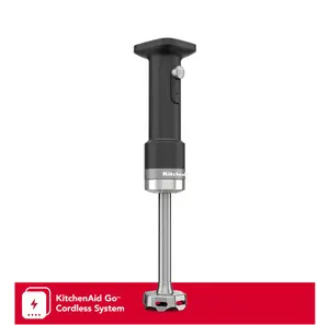 KitchenAid Go Cordless Hand Blender KHBRV00 - 12V MAX Battery - Black Matte - Portable & Powerful - Variable Speed - Removable Pan Guard - 7" Blending Arm