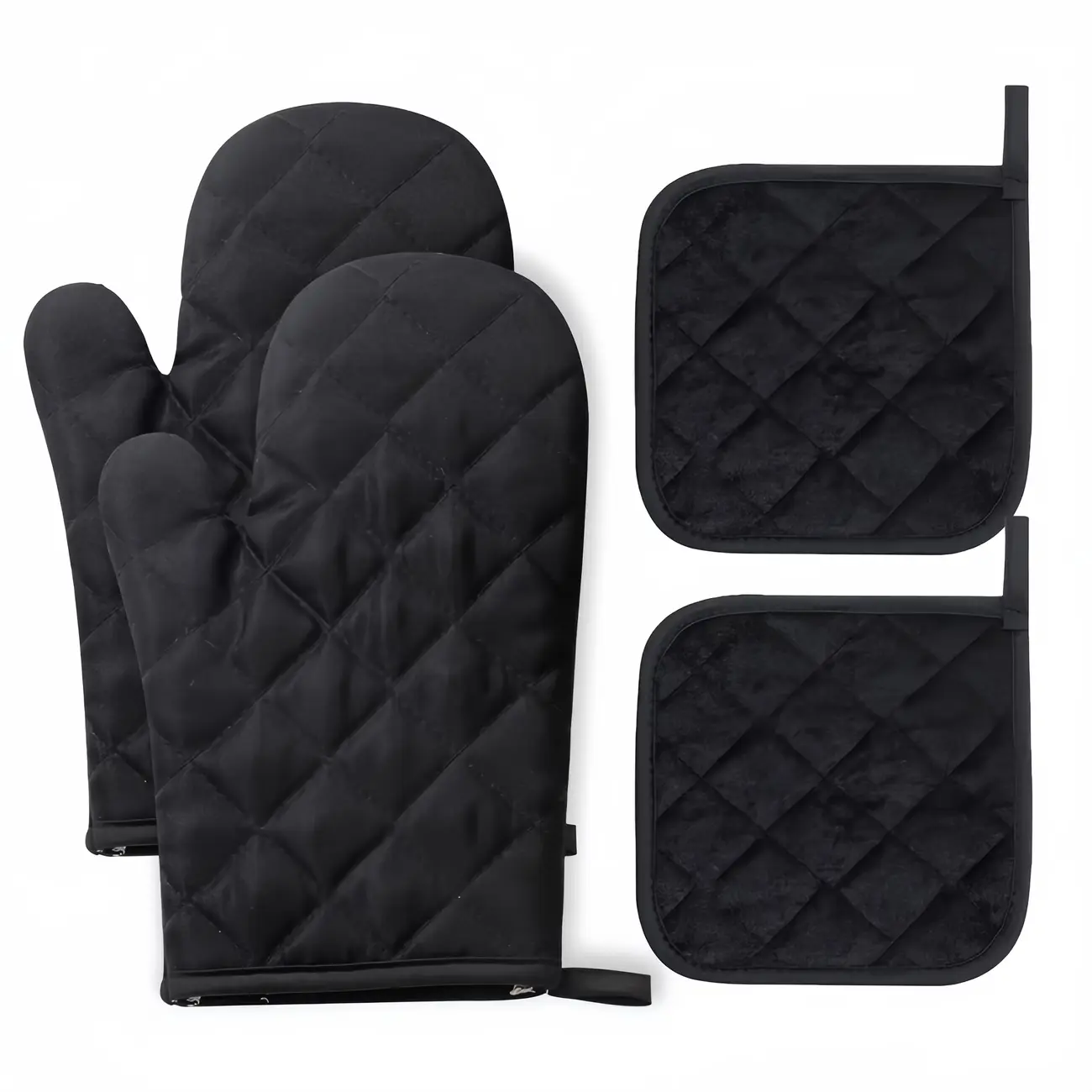 Set of Oven Mitts And Pot Holders - Insulated Gloves for Kitchen And Microwave, Non-Slip And Heat Resistant for Barbecue And Baking, Four-Piece Set, Perfect for Christmas, Mother'S Day, New Year, And Birthday Presents