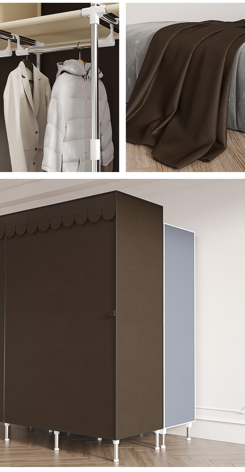 LEAIJIAFY Large Portable Armoire Wardrobe Closet with 4 Hanging Rods & Lockers Metal Storage Rack 16.7 in Wide for Clothes with Dust Cover metal garment rack Portable Magnetic Wardrobe Closet Organizer Portable Large Closet Organizer