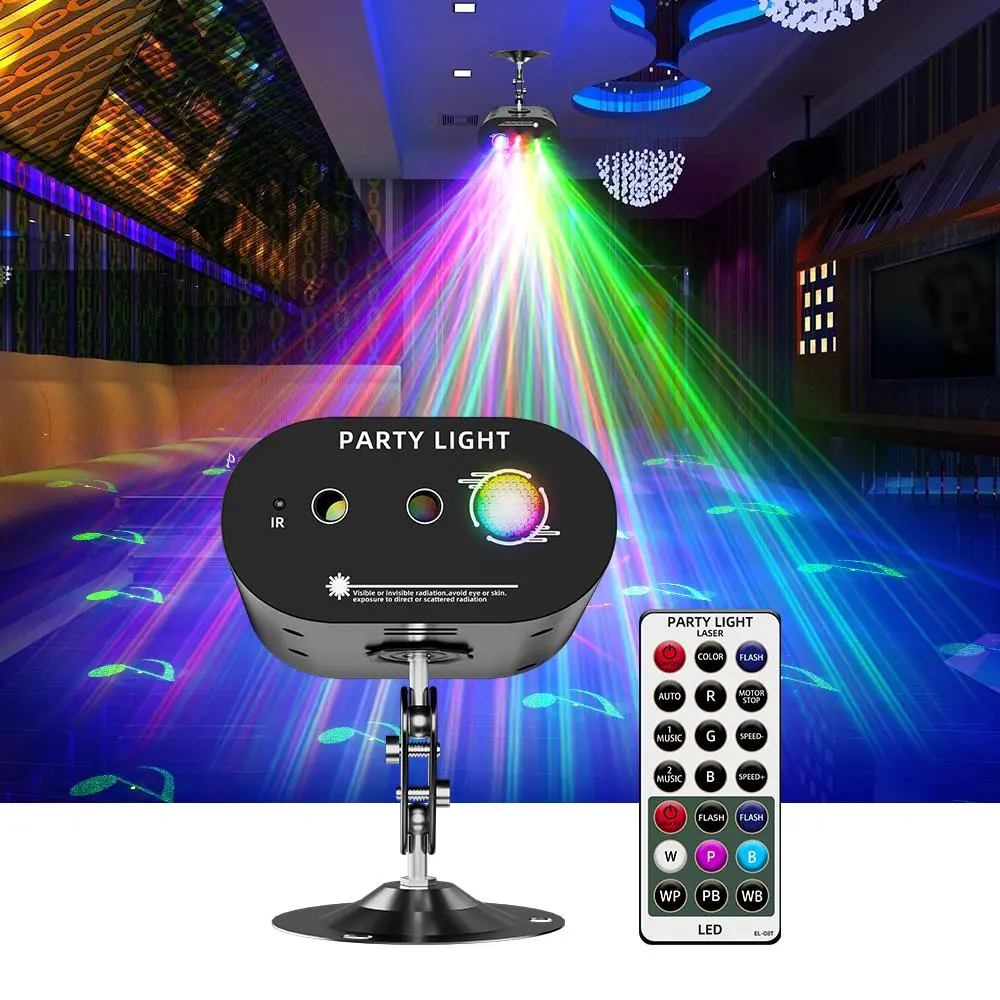 LED Dual-Hole Mini Laser KTV Atmosphere Light - Voice-Controlled Color-Rotating Stage Device with Remote, Lightweight Compact Home Ambient Accessory, Room Accessory for Christmas, Halloween Party Gifts, Accessories, Room Accessories