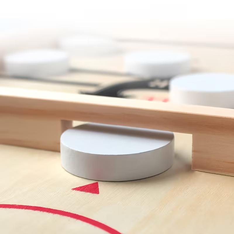 Fast Sling Puck Game - Test Your Speed and Accuracy with This Fast-Paced Wooden Air Hockey Board Game - Guaranteed Fun for Family Night or Friends Party