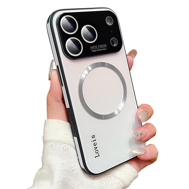 HISTORYOO Gradient Tempered Glass Pattern Shockproof Case For MagSafe For iPhone 17 Pro Max 17 Air For iPhone 16 15 Pro Max 14 Plus 13 12 Pro, Support Wireless Charging Hard Back Cover Silicone TPU Bumper Frame With Camera Lens Protector