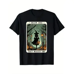 Salem 1692 Halloween Themed Tarot Design T-Shirt for Men