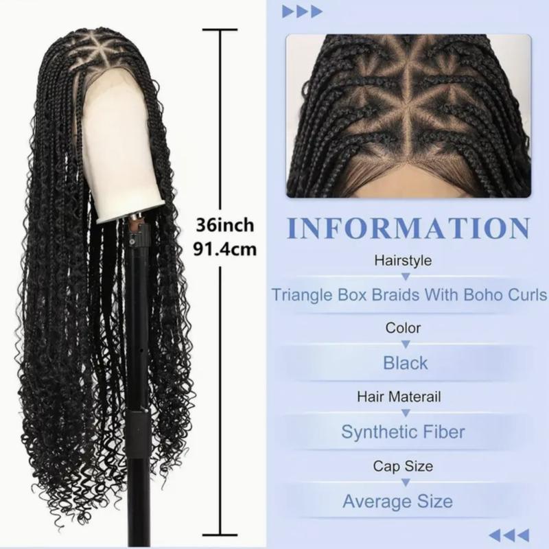 36 inch HD full lace braided wig for women triangle knotless box braided wig synthetic lace braided wig braided wig