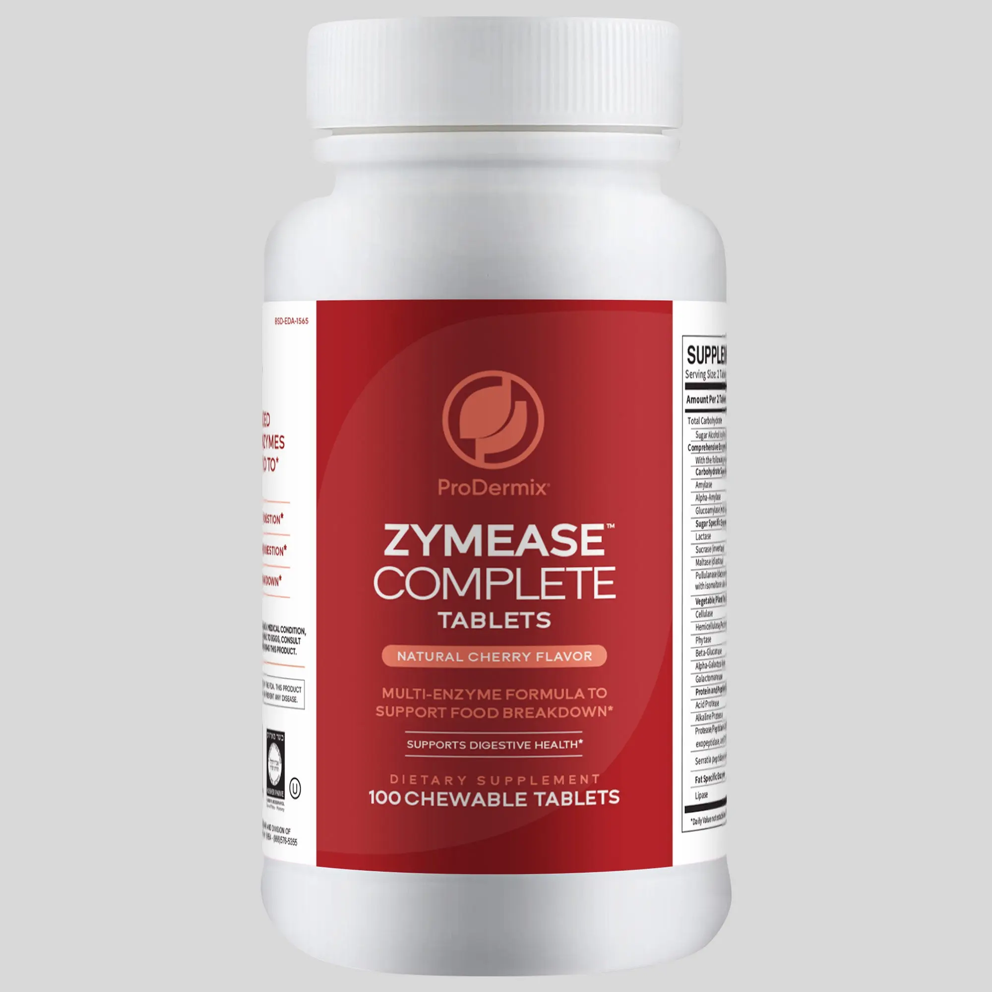 ProDermix ZymeEase Complete Tablets - Multi-Enzyme Chewable Formula for Digestion & Nutrient Absorption - 100 Tablets