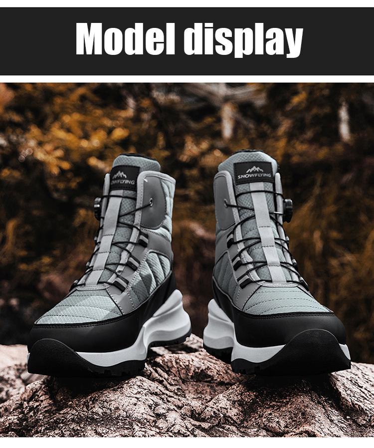 Men's Letter Print Contrast Faux Fur Snow Boots, CasualWaterproof Non-slip Ankle Boots for Outdoor Sports,Warm Shoes for Men