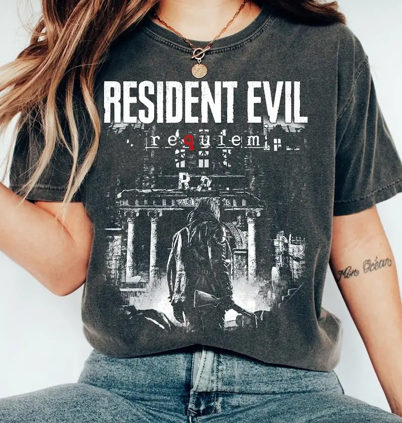 Comfort Colors® Resident Evil Requiem  T-Shirt, RE9 Distressed Leon Kennedy Vintage Shirt, Grace Ashcroft, Victor Gideon, Women Man Unisex Tee