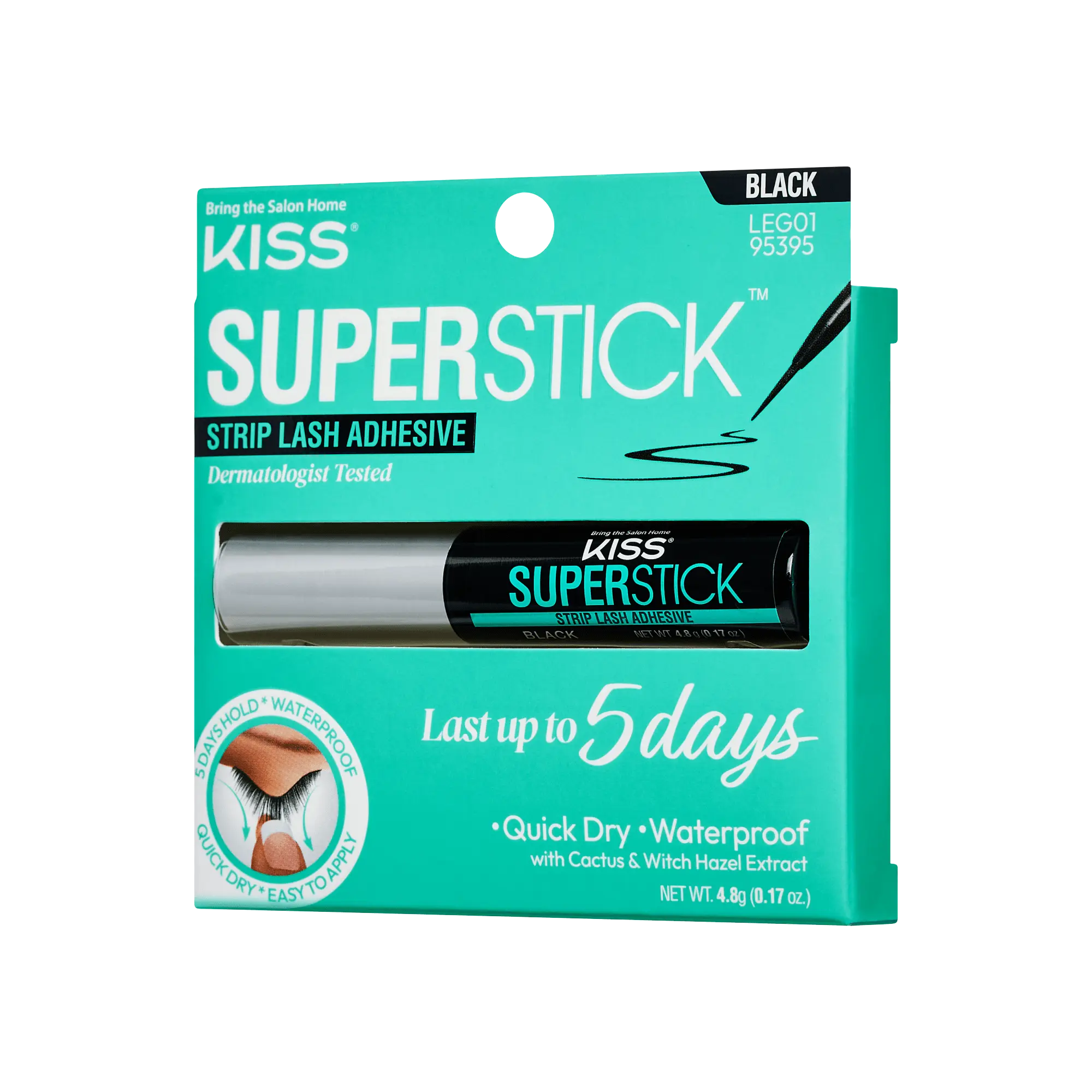 Kiss SuperStick Strip Lash Adhesive - Black | False Eyelash Glue, Strip Lash Adhesive, Up to 5 Day Hold