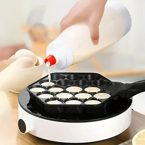 Pancake Batter Dispenser 2-in-1 Mixer Bottle with Stainless Steel Whisk Ball Easy-Pour Silicone Spout Reusable Kitchen Utensils for Pancakes Waffles Crepes and More - Smooth