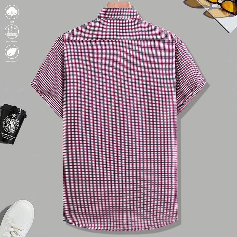 3-piece set, summer short-sleeve shirts, lightweight breathable plaid shirts, suitable for beach vacations, pool parties, and casual wear, plaid shirts, men's shirts, men's short-sleeve tops