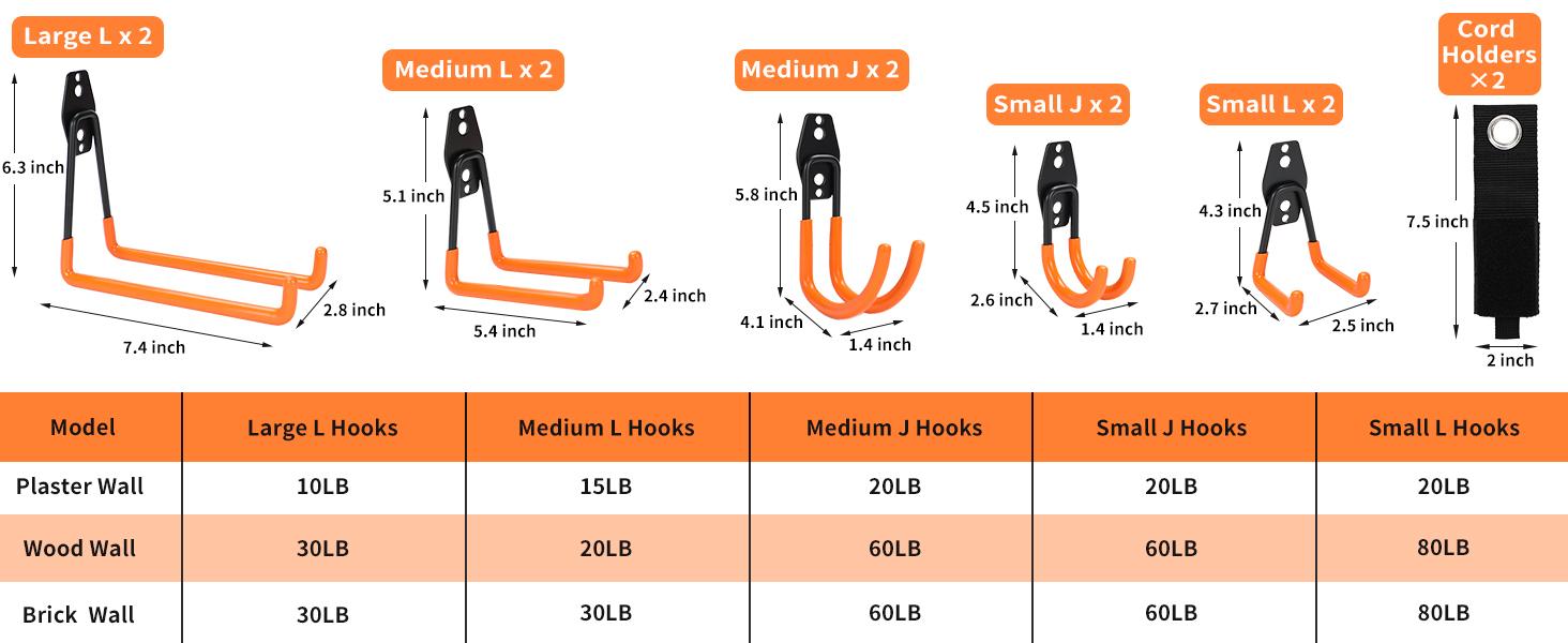 Assorted Garage Hooks Bundle, Steel Heavy Duty Garage Storage Hook,garage accessories tools and gadgets for him,house accessories