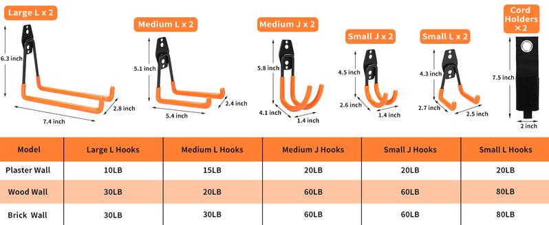 Assorted Garage Hooks Bundle, Steel Heavy Duty Garage Storage Hook,garage accessories tools and gadgets for him,house accessories